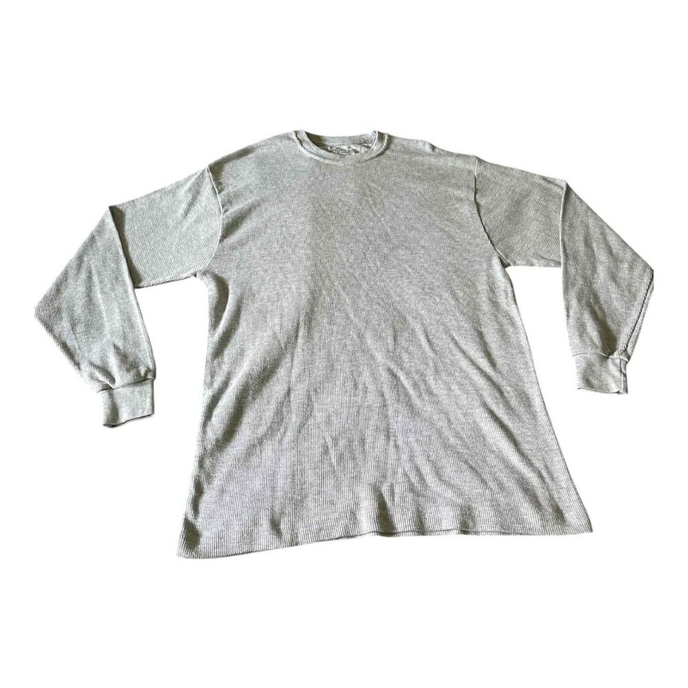 Galaxy by Harvic Thermal Shirt Mens Large Gray Long Sleeve Waffle Knit Crewneck